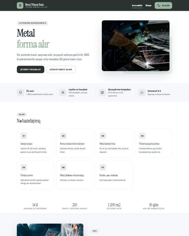 Metal tökmə · Sakit veb sayt şablonunun ekran görüntüsü