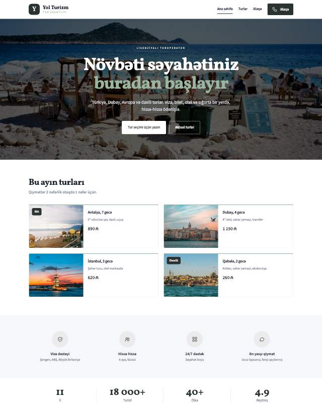 Turizm agentliyi · Sakit sayt dizaynının ekran görüntüsü
