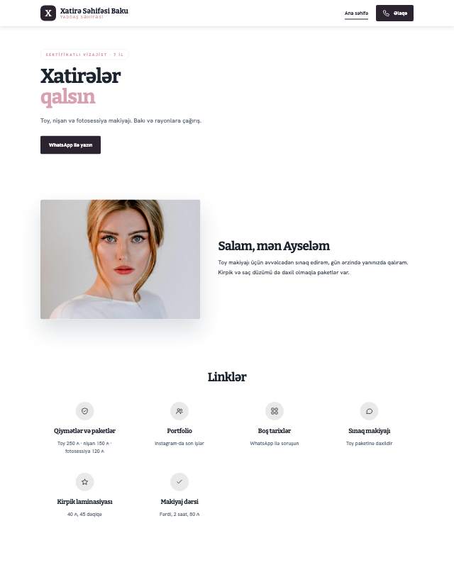 Xatirə səhifəsi · Jurnal sayt dizaynının ekran görüntüsü