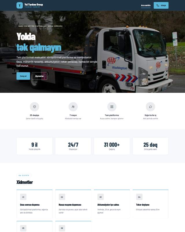 Yol yardımı · Təmiz sayt dizaynının ekran görüntüsü