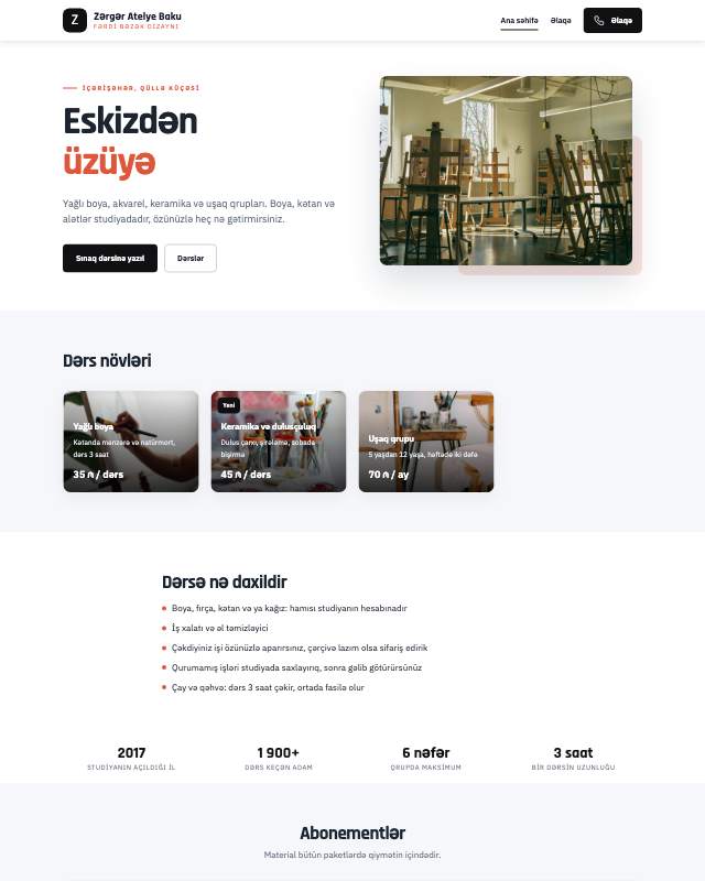 Zərgərlik dizaynı · Kontrast veb sayt şablonunun ekran görüntüsü