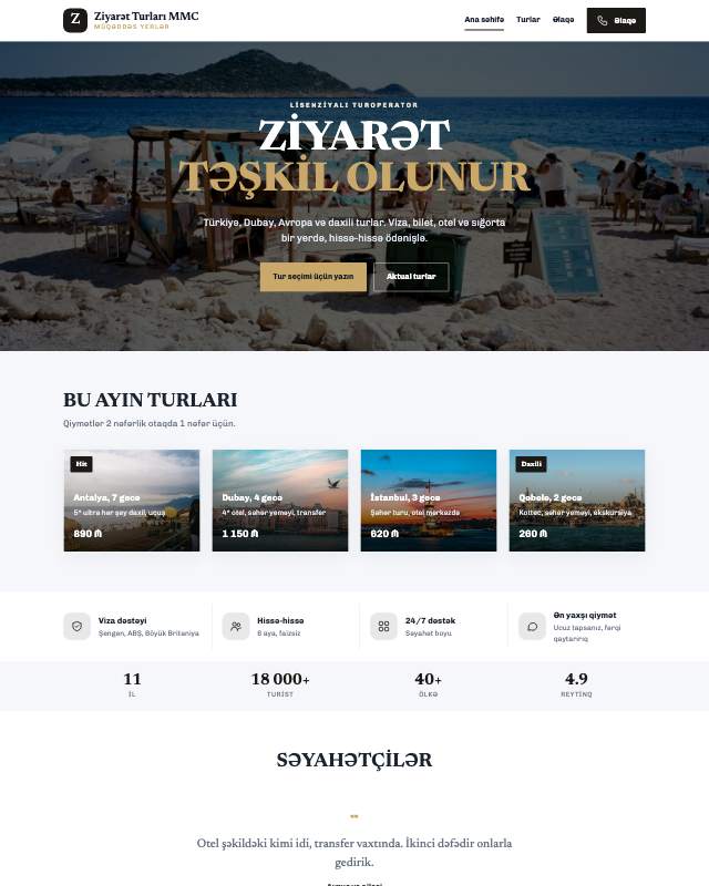 Ziyarət turları · Premium veb sayt şablonunun ekran görüntüsü