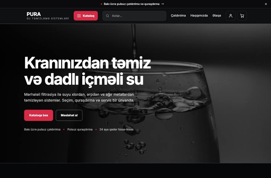 PURA, Su filtrləri mağaza dizaynı